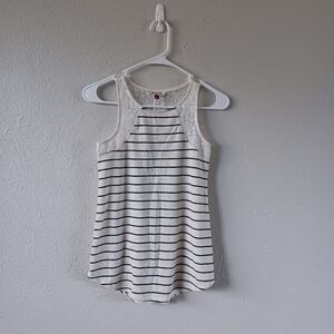 SO Cream and Black Stripe Lace Sleeveless Tank Top